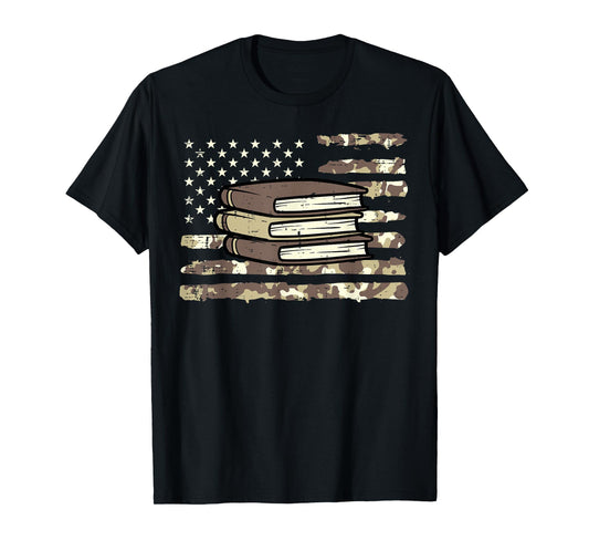 Camo Across America Read Reading Book Librarian Men Women T-Shirt