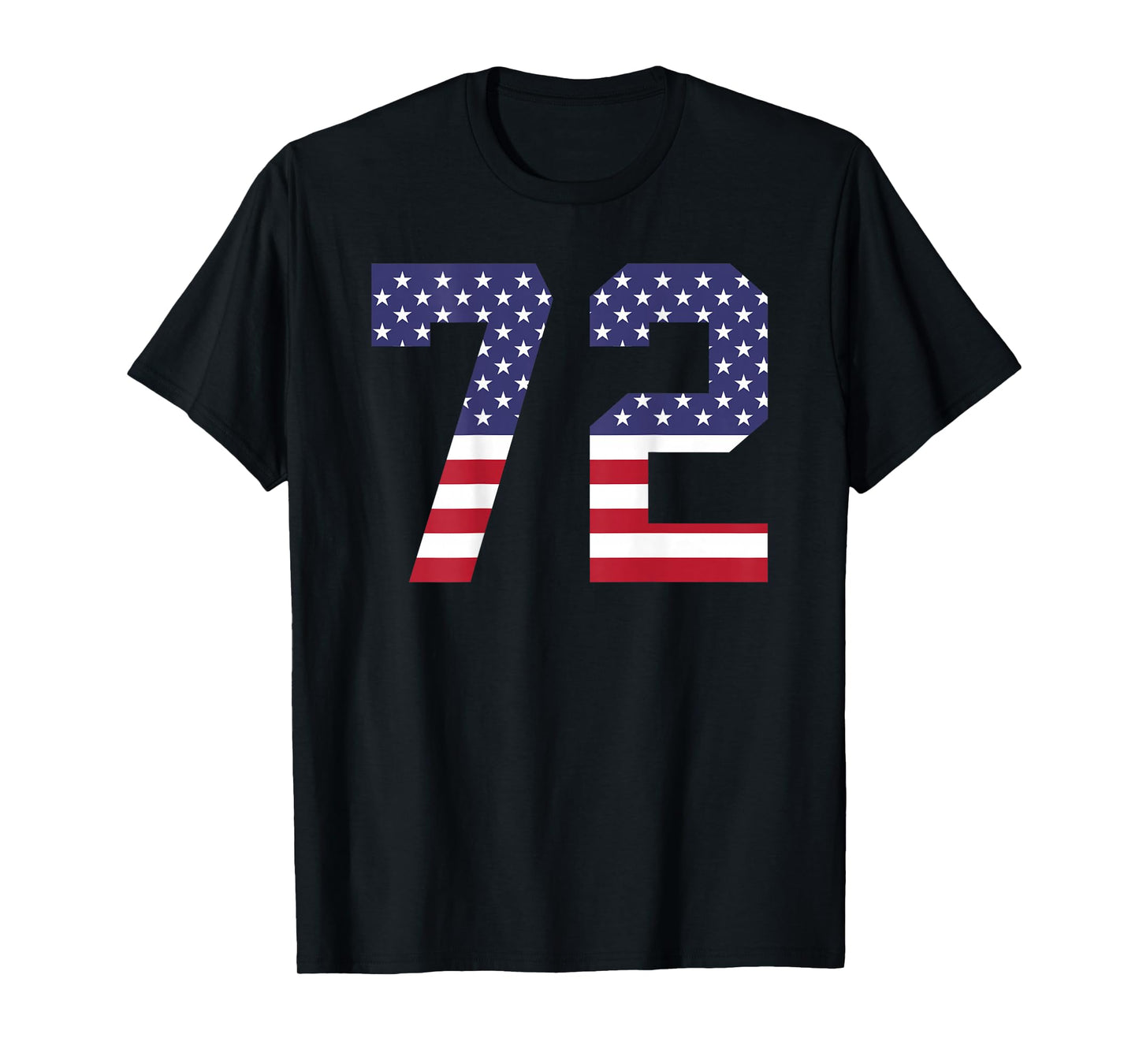Number 72 BACKSIDE American Flag - Patriotic Jersey Numbered T-Shirt