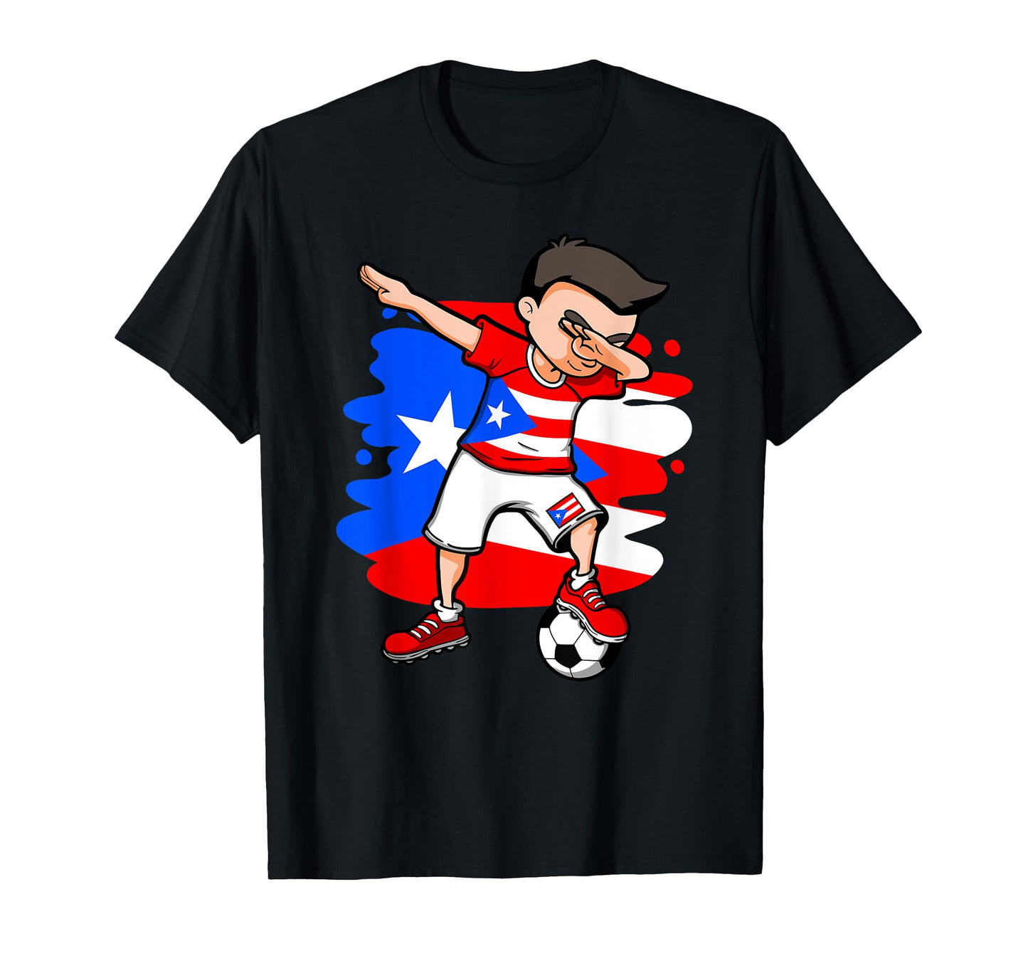 Dabbing Soccer Boy Puerto Rico Fans Jersey Puerto Rican Flag T-Shirt