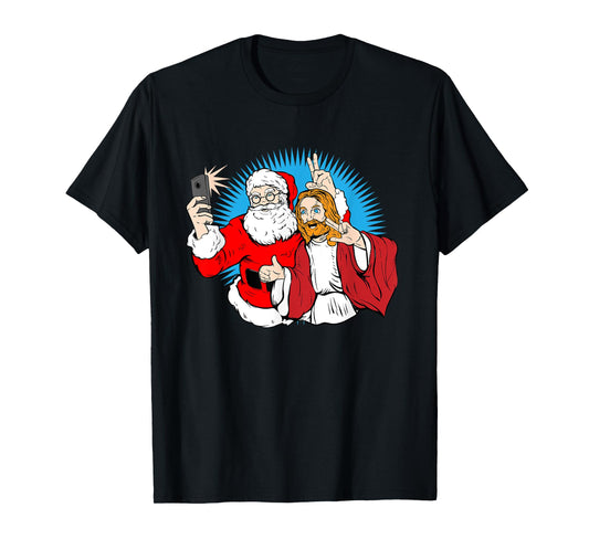 Christmas Shirt - Jesus Christ and Santa Selfie Shirt
