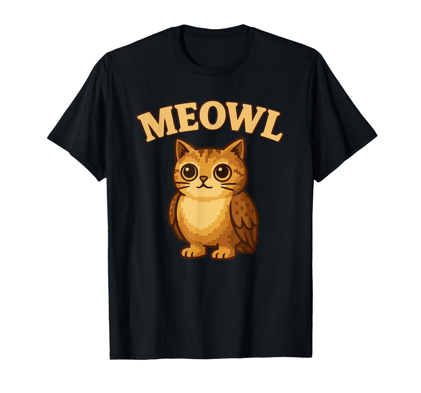 Meowl - Funny Meow Cat Owl Brainrot Meme Teen Kids Gaming T-Shirt