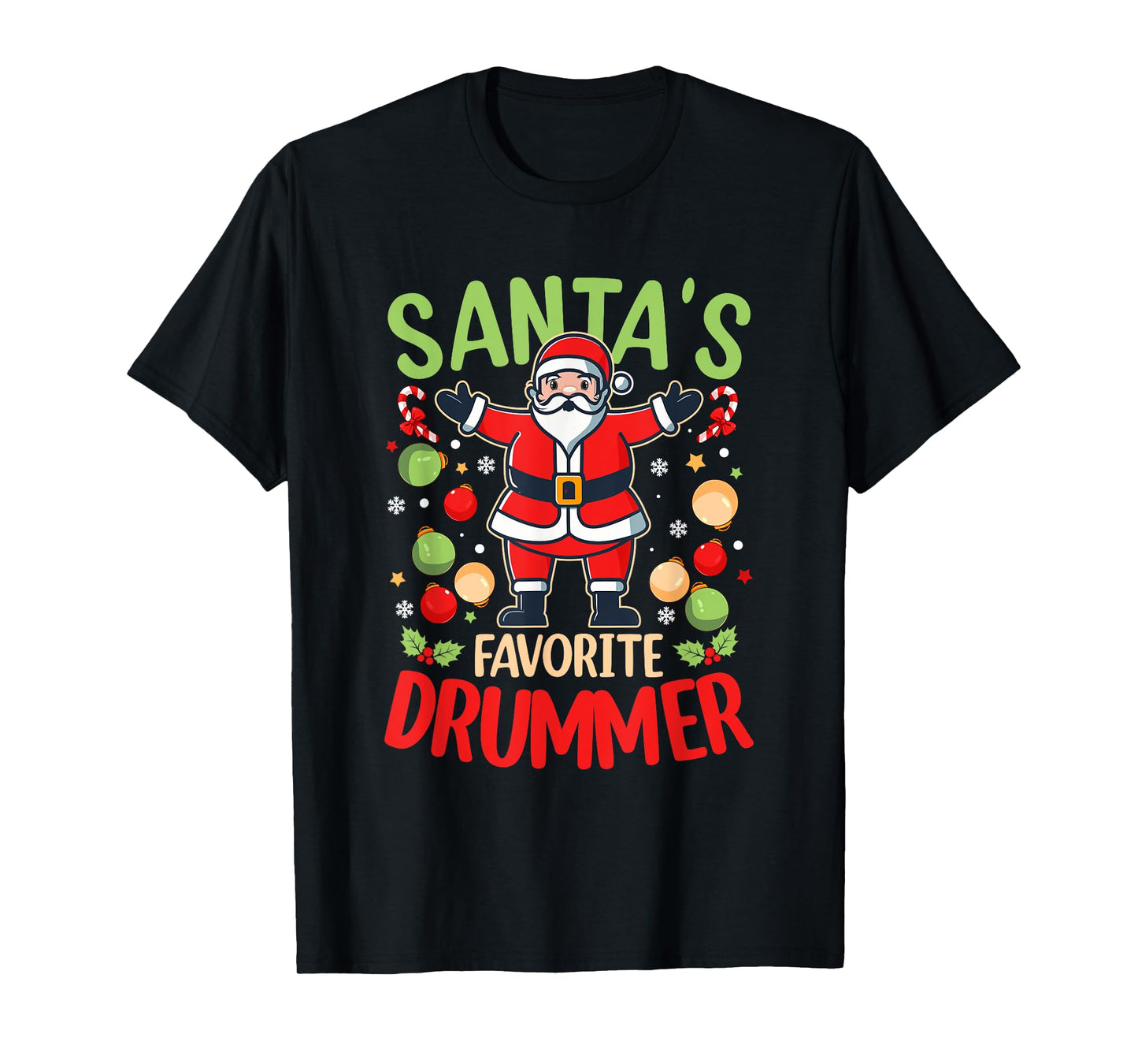 Santa's Favorite Drummer Christmas Party Pajama Xmas T-Shirt