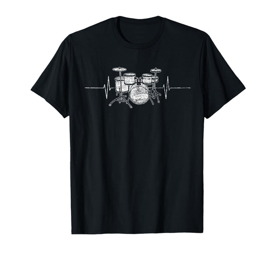 ECG Heartbeat Music Lovers Drumsticks Drum Kit T-Shirt
