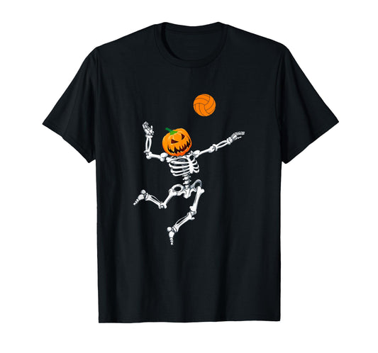 Skeleton Volleyball Halloween Pumpkin T-Shirt