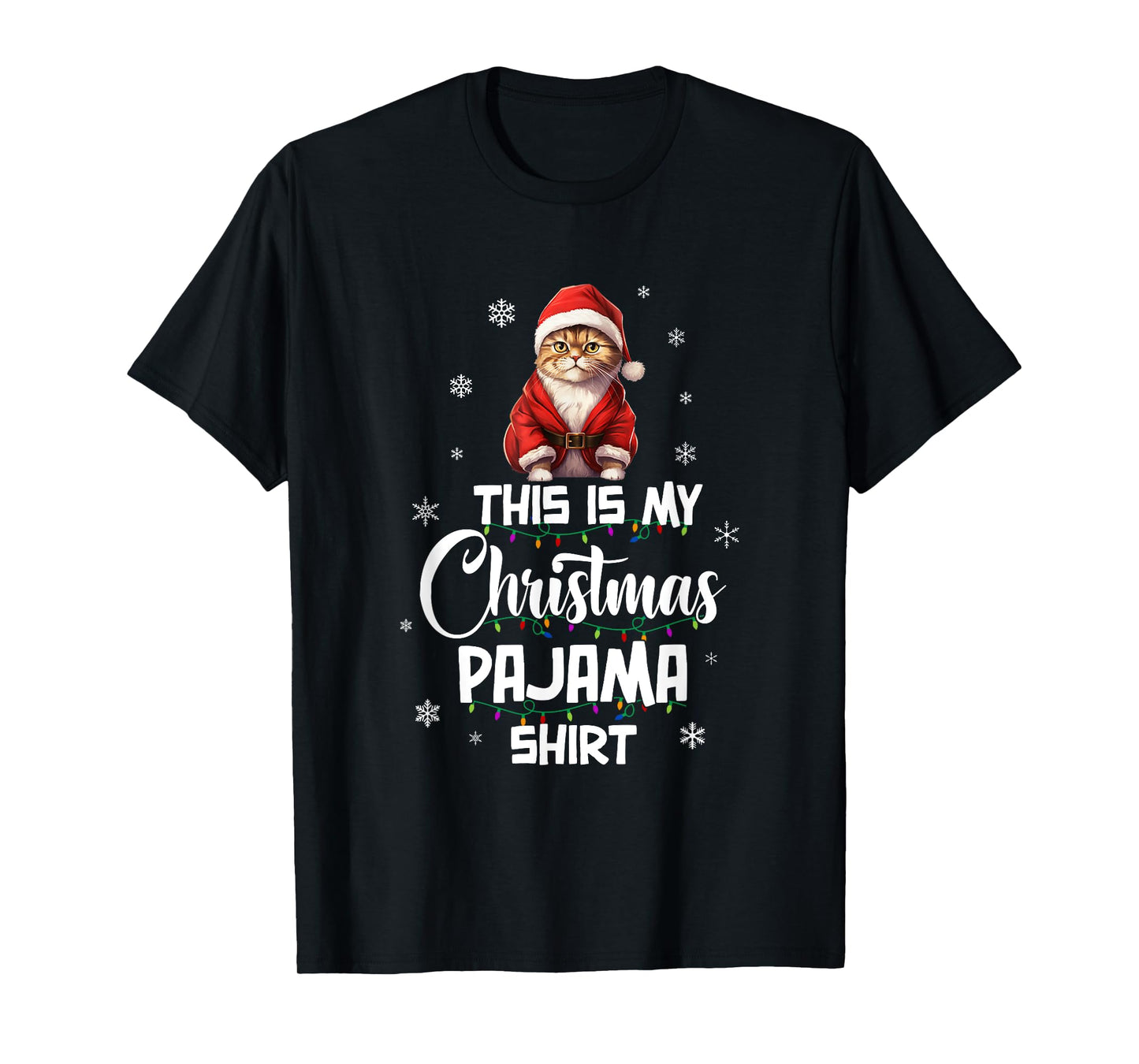 This Is My Christmas Pajama Shirt Cat Lover Funny Christmas T-Shirt
