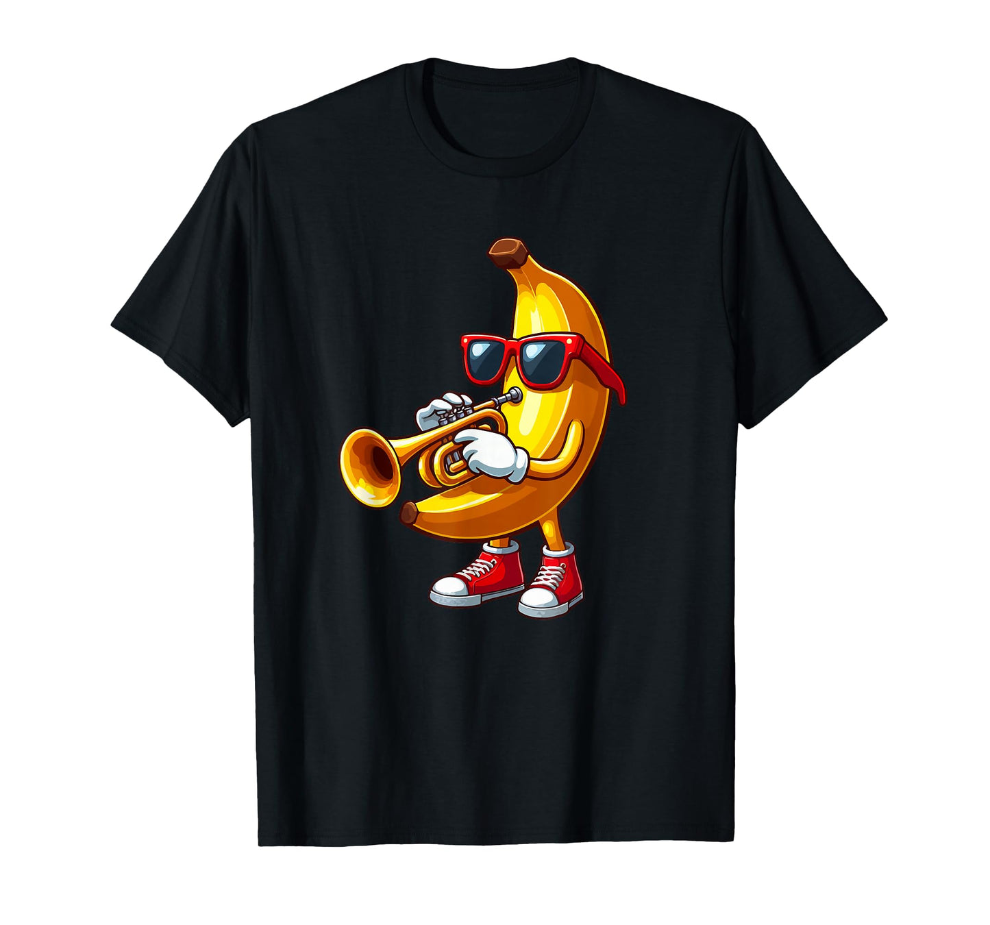 Banana Sunglasses Playing Trumpet Funny Fruit Instrument T-Shirt
