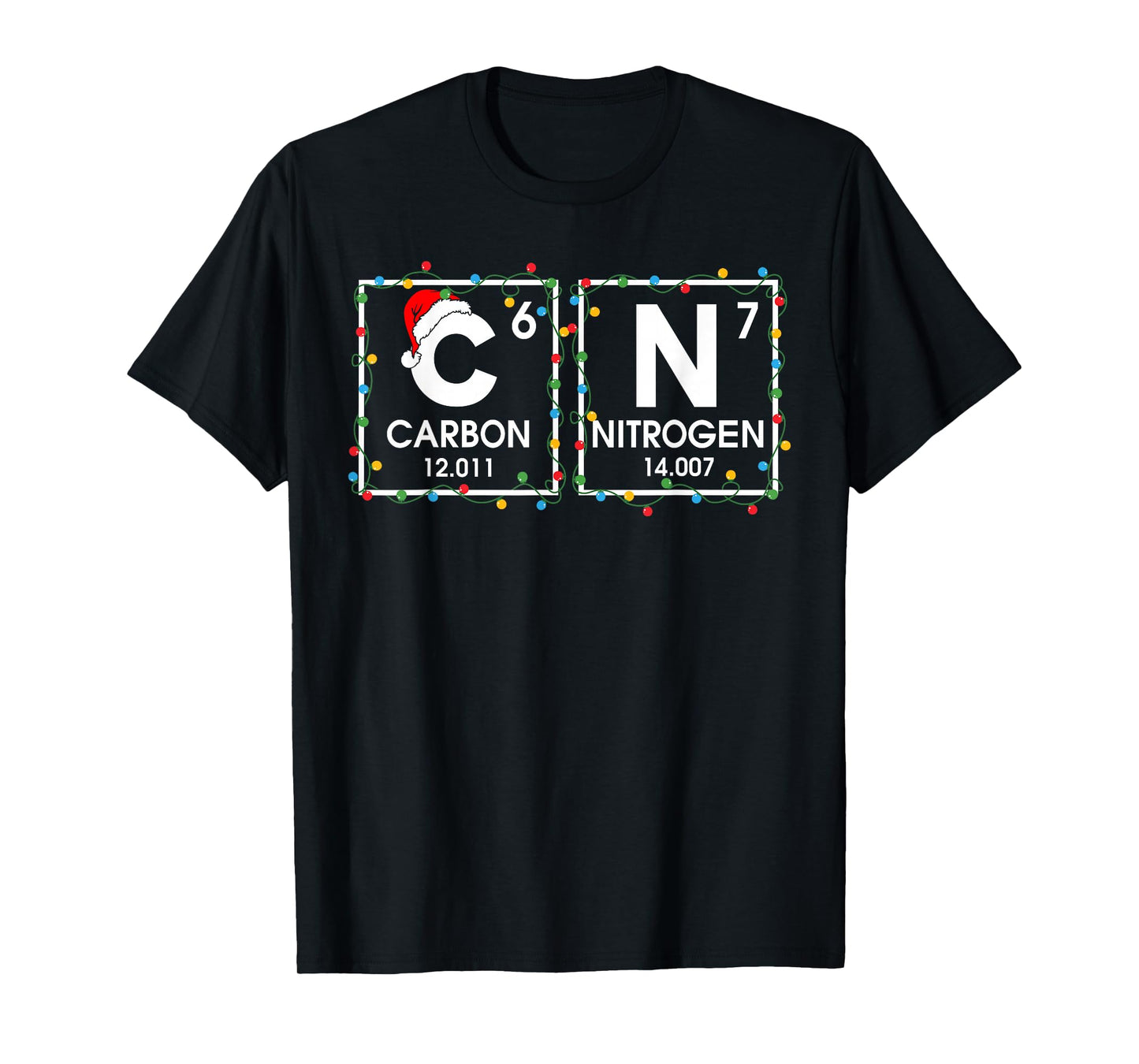 Six Seven Christmas Carbon Nitrogen 67 Funny Science Teacher T-Shirt