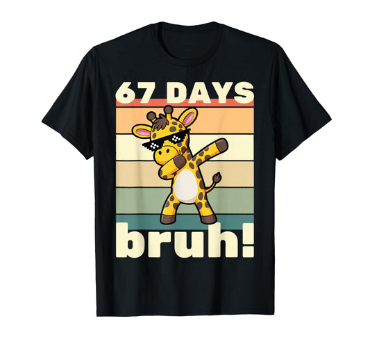 67 Days of School Bruh Funny Meme Boys Kids Dabbing Giraffe T-Shirt