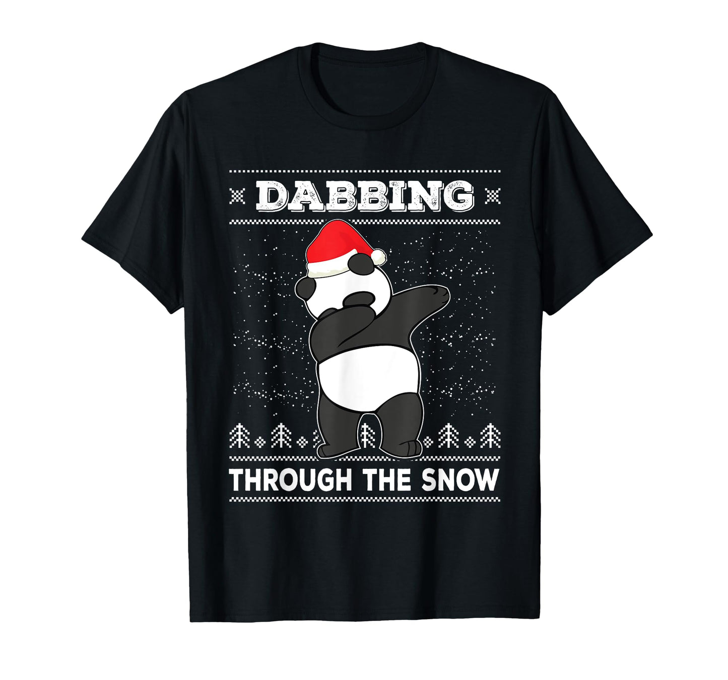 Dabbing Through The Snow Panda Bear Santa Claus Christmas T-Shirt