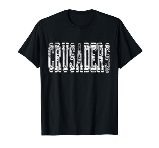 Crusaders Mascot Distressed Vintage School Sports Name Fans T-Shirt