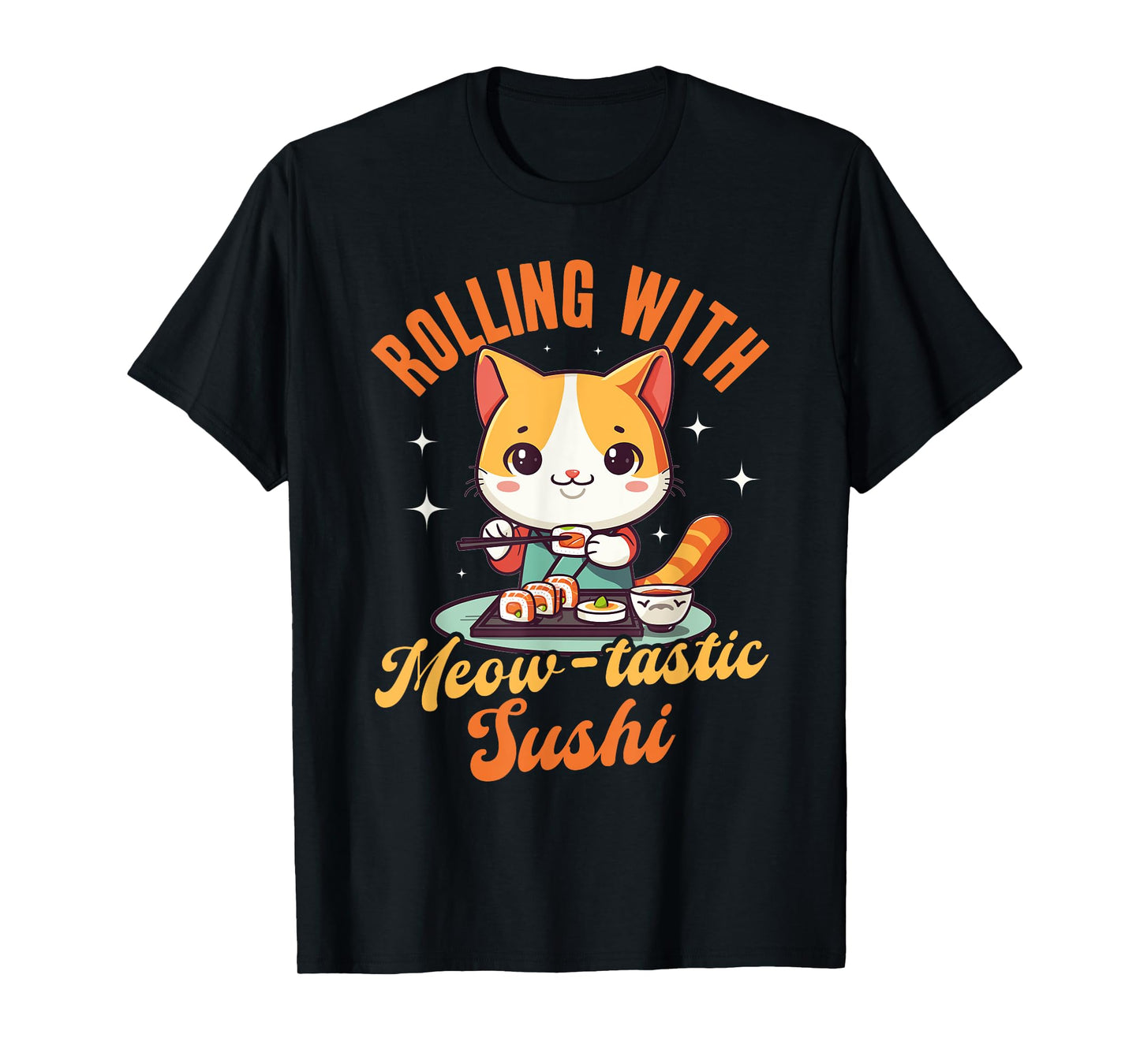 Sushi Roll Cat Neko Japanese Food Anime Kawaii T-Shirt for Men Women Kids