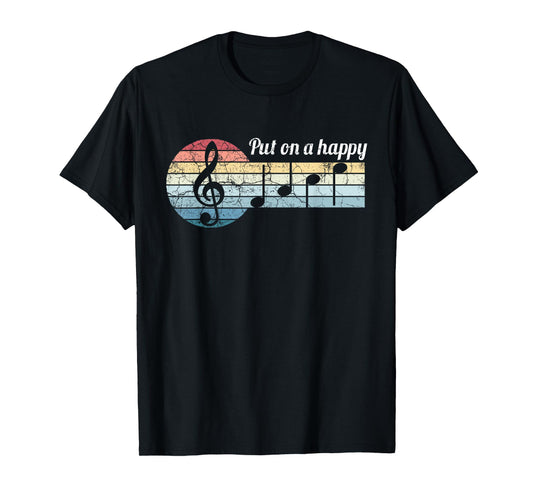 Put On A Happy FACE Music Notes Musician Funny Teacher Gift T-Shirt for Men Women Girls Kids