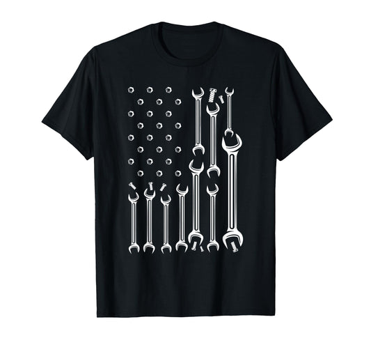 American Flag USA Mechanic Wrenches Tools Gift T-Shirt