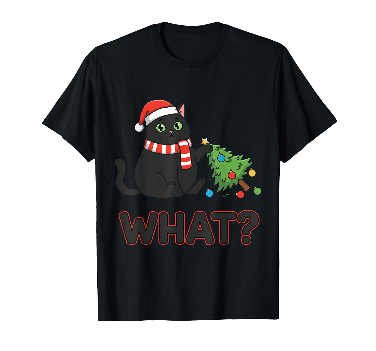 Funny Over Cat Christmas Tree What ? T-Shirt