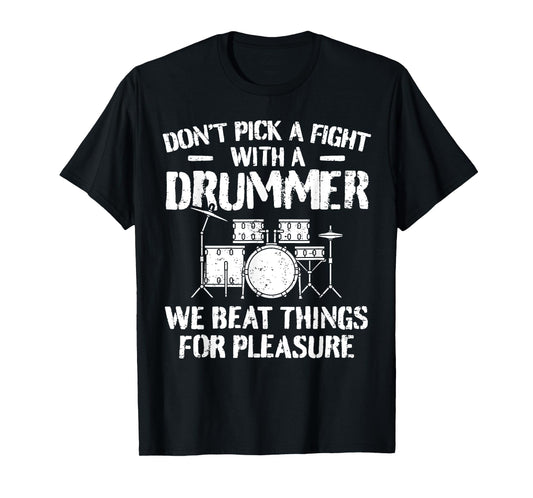 Funny Drummer Drumming Drums Percussionist I Beating Things T-Shirt Small