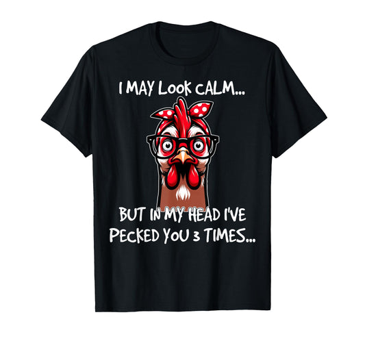 Chicken With Bandana Headband Glasses Funny For Women Girls T-Shirt