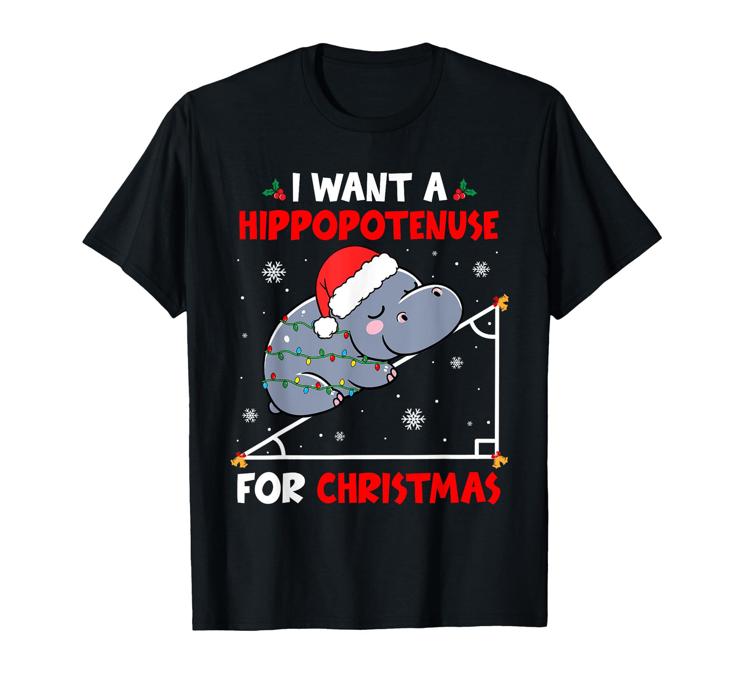 A Hippopotamus For Xmas Hypotenuse Math Teacher Students T-Shirt