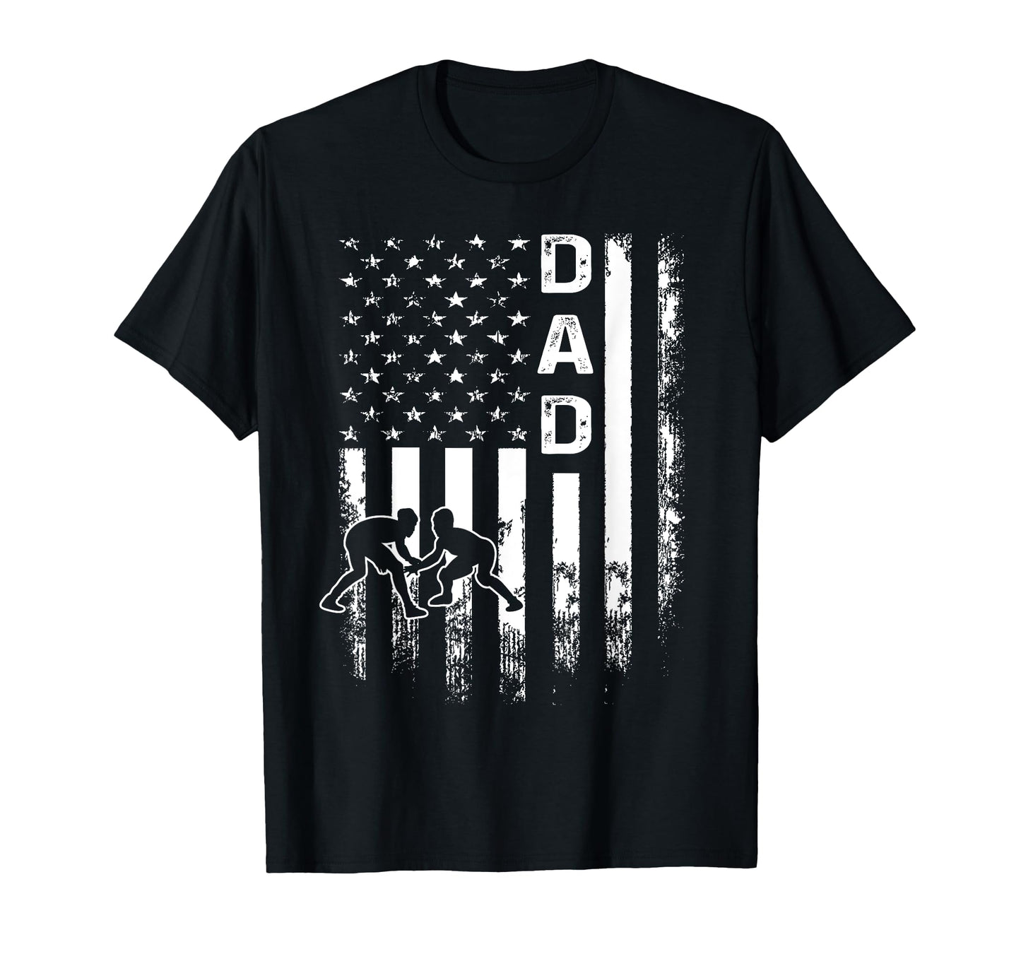 Wrestling Dad American Flag Vintage Christmas Xmas T-Shirt