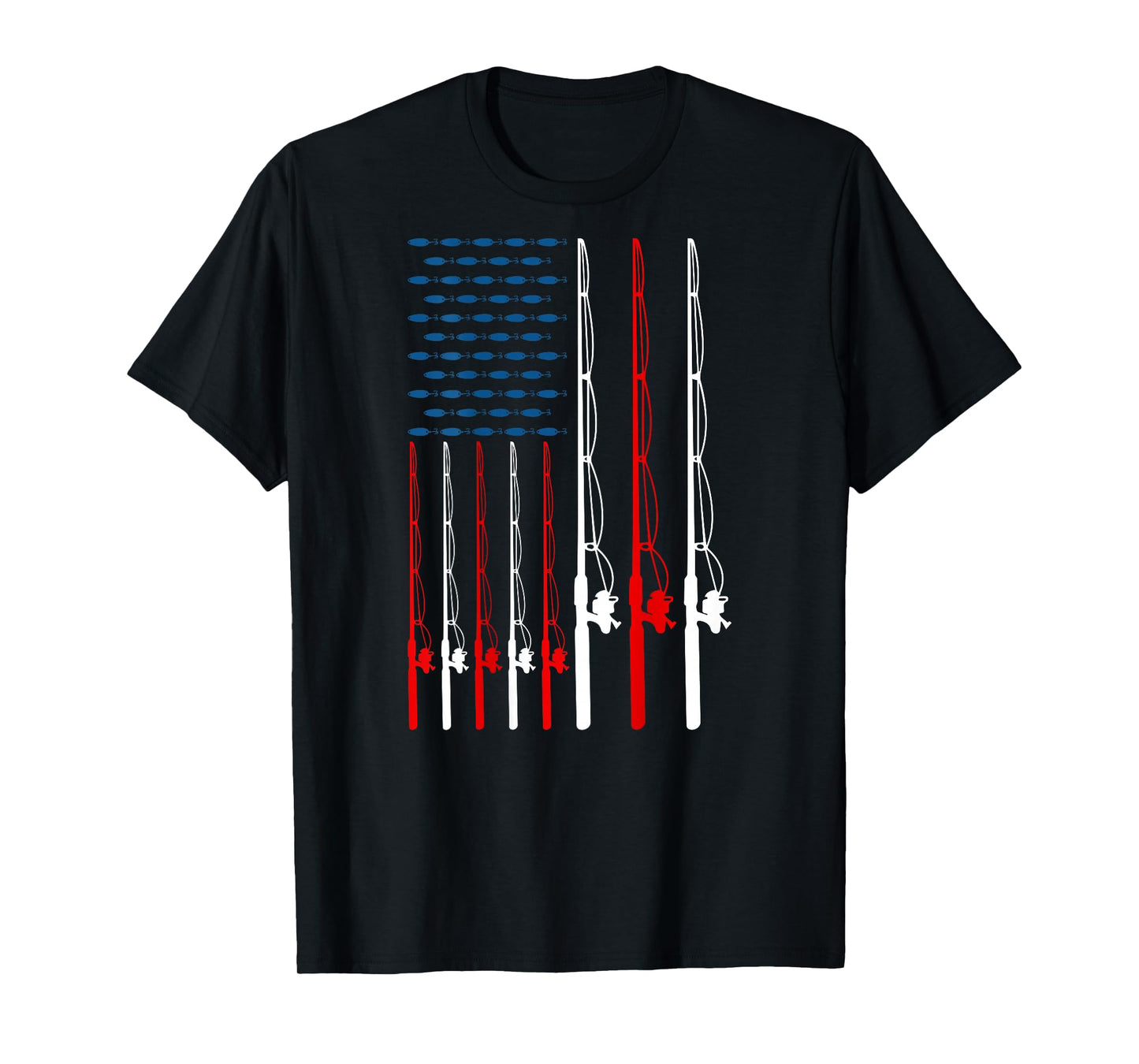 American Flag Fishing Rod Fishing Lover Funny Fisherman T-Shirt