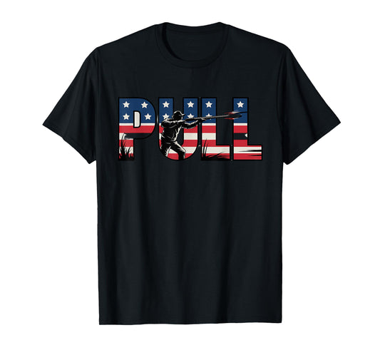 Skeet Trap Clay Pull Skeet Trap Shooting American Flag T-Shirt