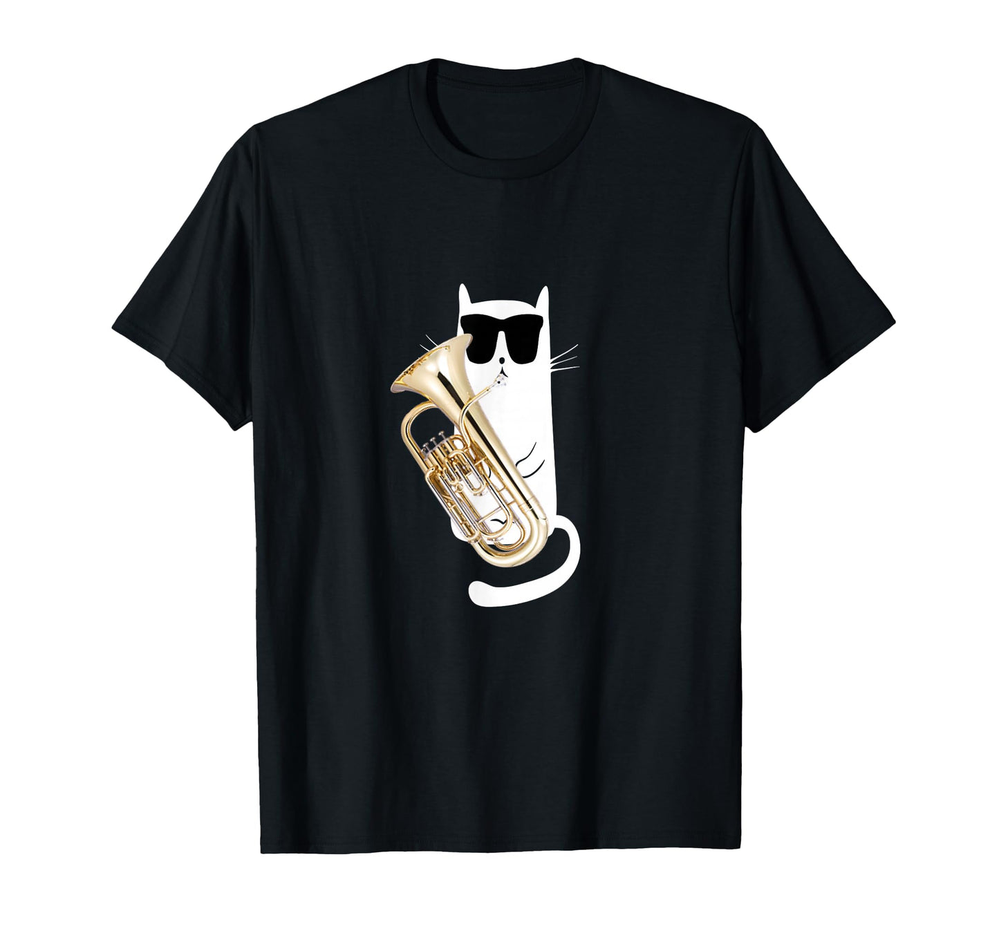 Funny Cat Wearing Sunglasses Playing Euphonium T-Shirt