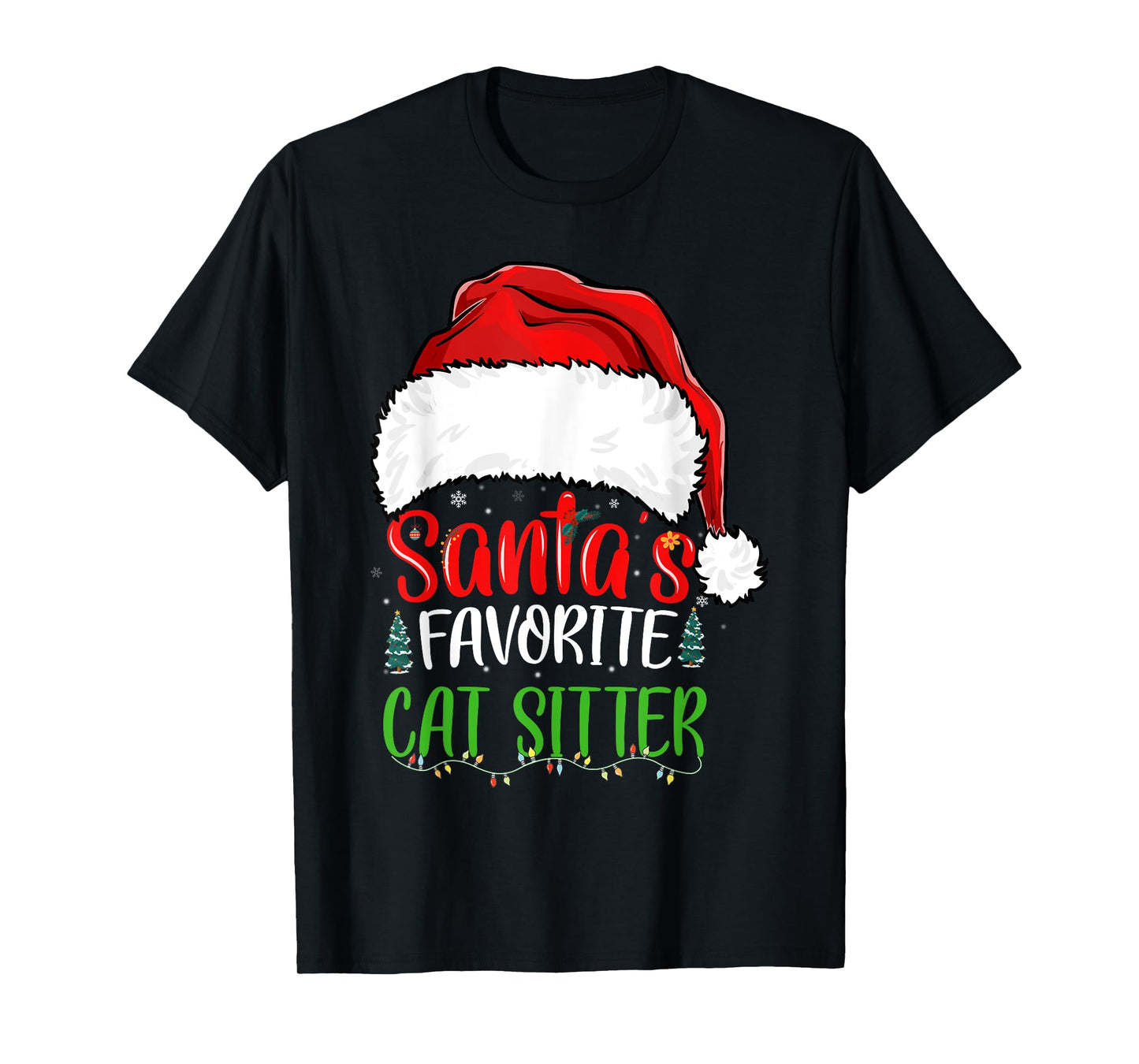 Santa's Favorite Cat Sitter Funny Christmas Cat Sitter T-Shirt
