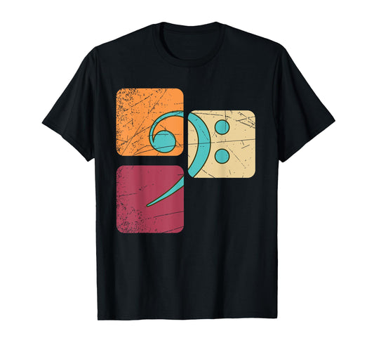 Retro Bass Clef Musician Composer Music Note Bass Clef T-Shirt