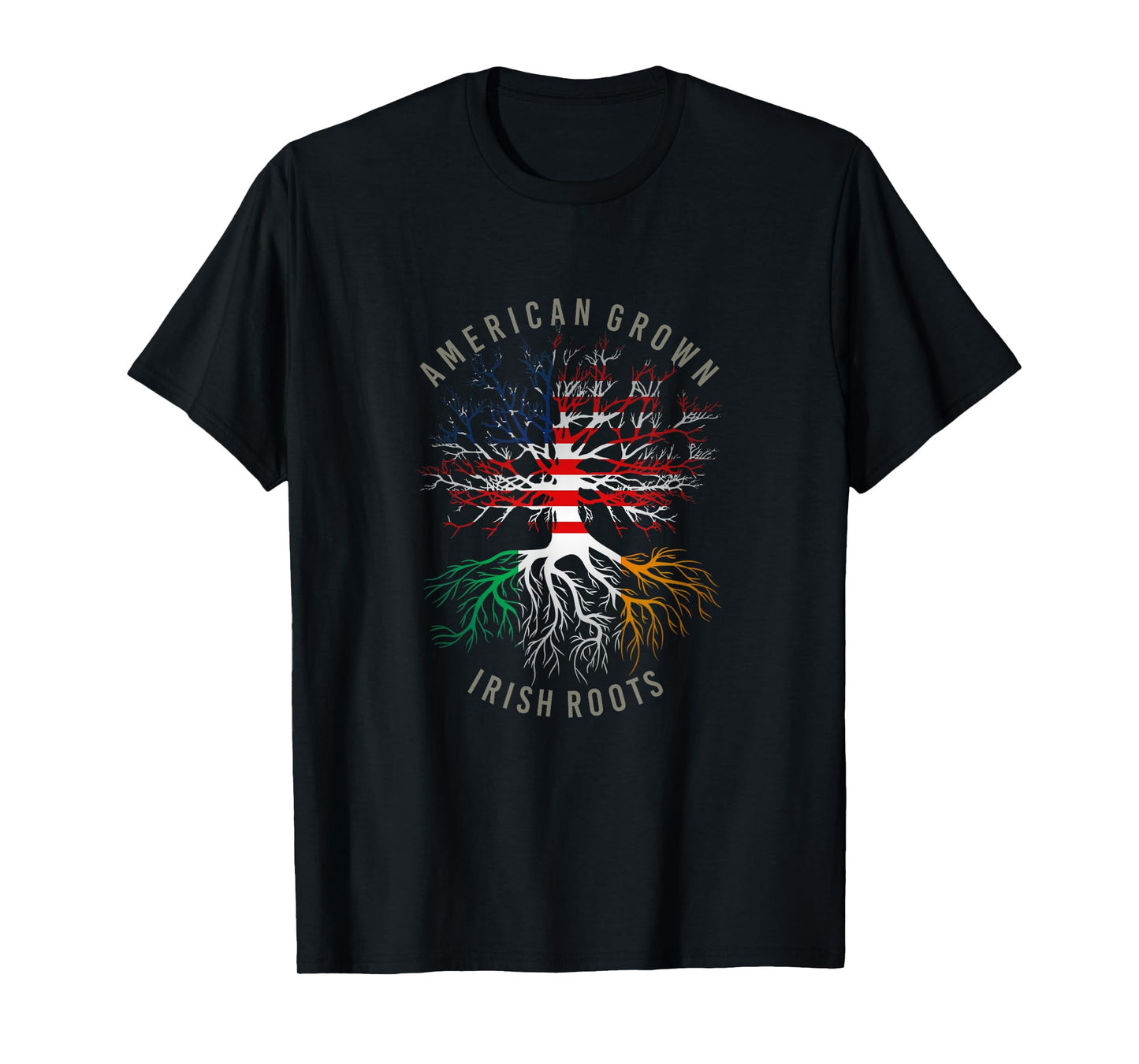 American Grown Irish Roots USA Ireland Flag Heritage Tree T-Shirt