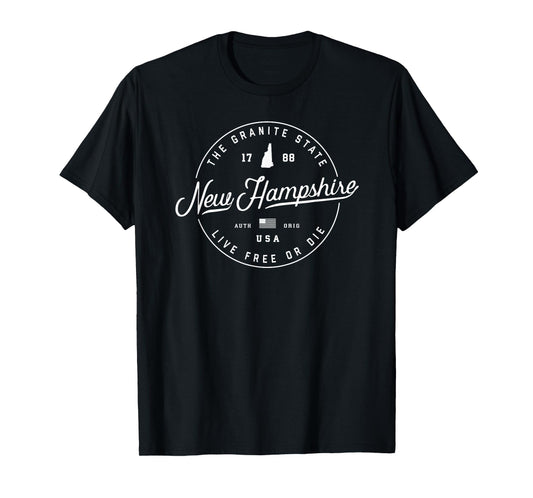 New Hampshire T-Shirt, US State Travel Vacation Shirts NH US T-Shirt