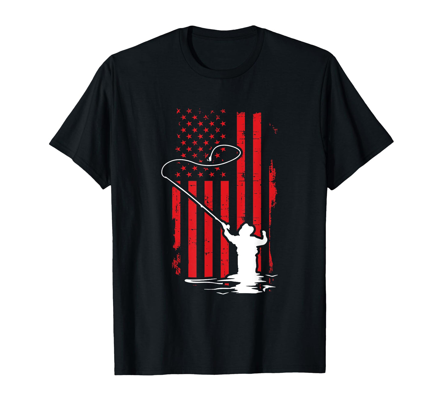 Retro American Flag Fly Fishing Gift Trout Fishing Gift Men T-Shirt