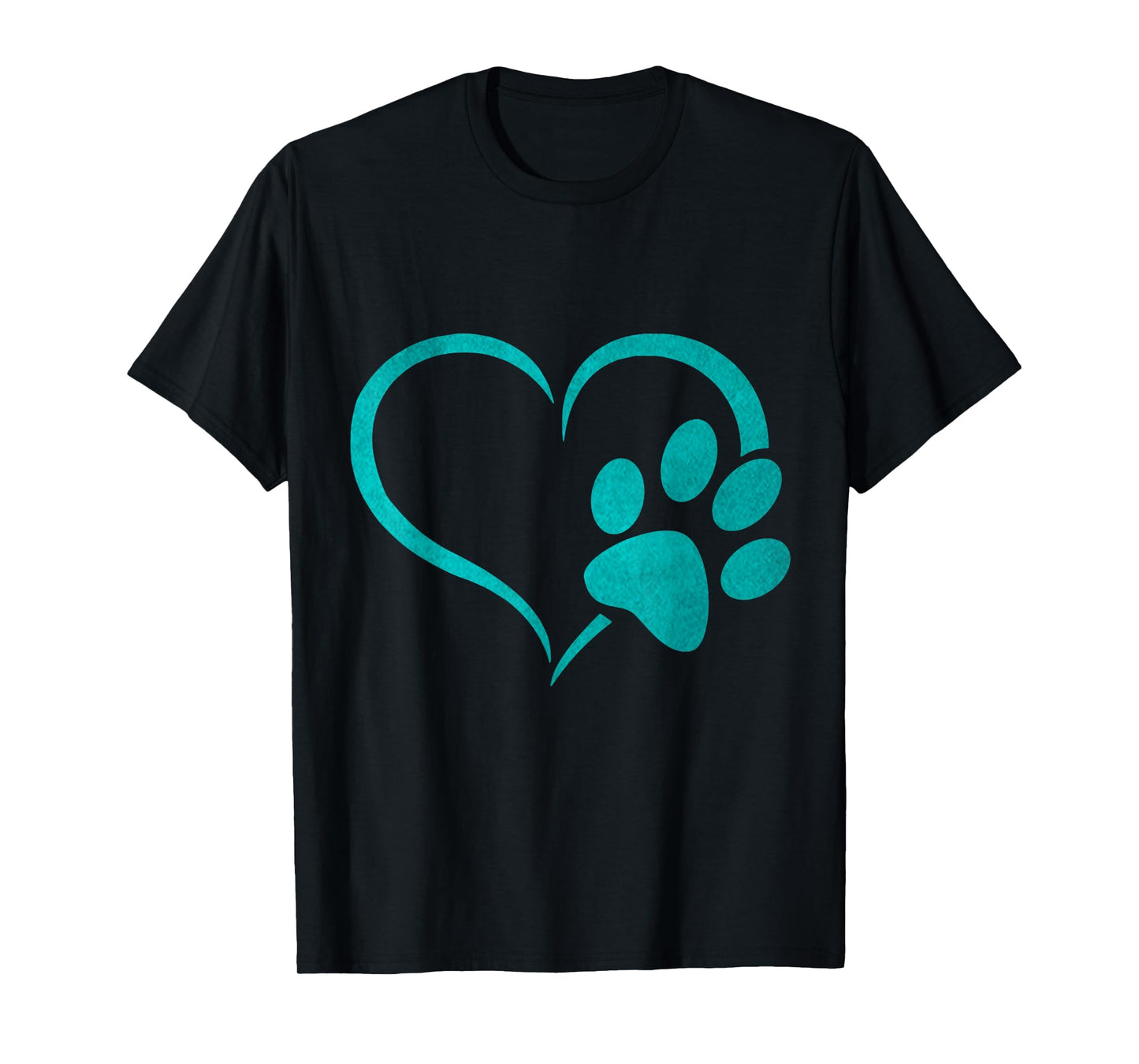 vintage Teal Dog Paw Print heart For Dogs Lover T-Shirt