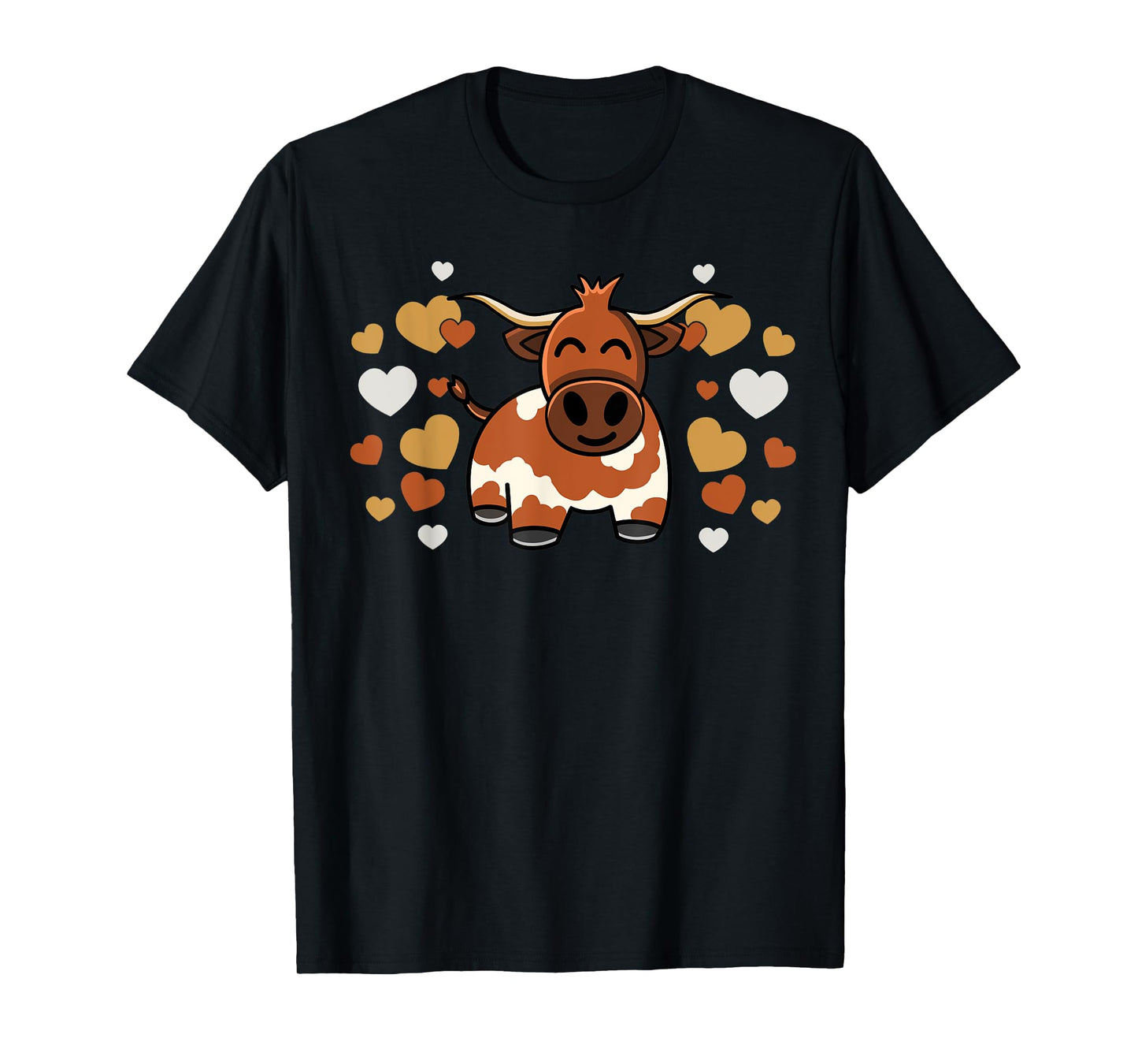 Cute Longhorn Cow With Hearts for Longhorn Cow Lovers T-Shirt