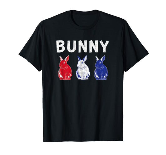 Vintage Bunny Red White Blue American Flag 4th Of July Women Kids Men T-Shirt