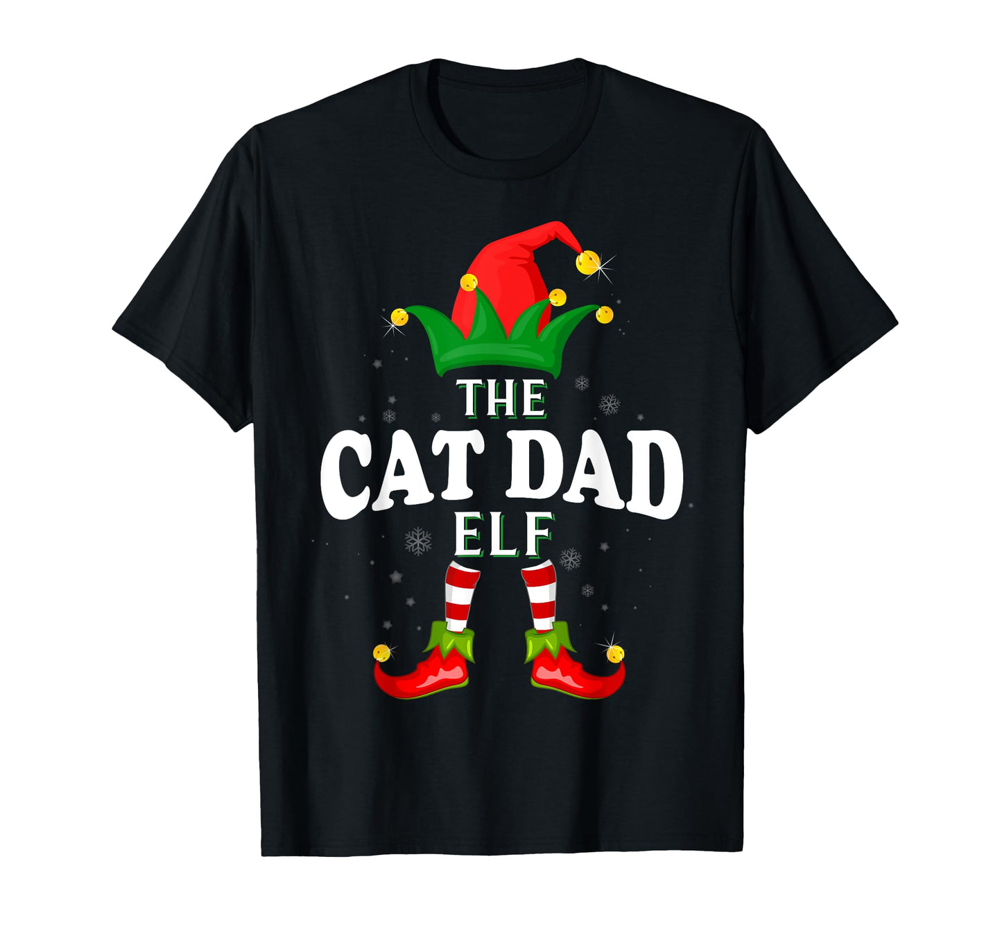 Xmas Cat dad Elf Family Matching Christmas Pajama T-Shirt