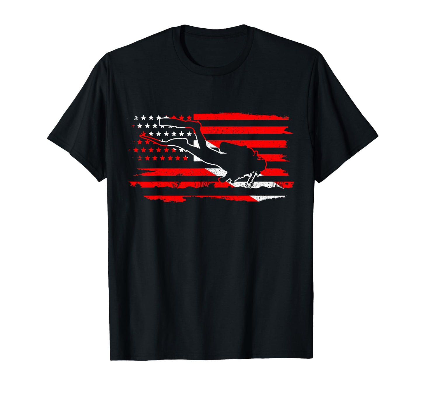 Scuba Diving Patriotic American Flag Vintage Scuba Diver T-Shirt