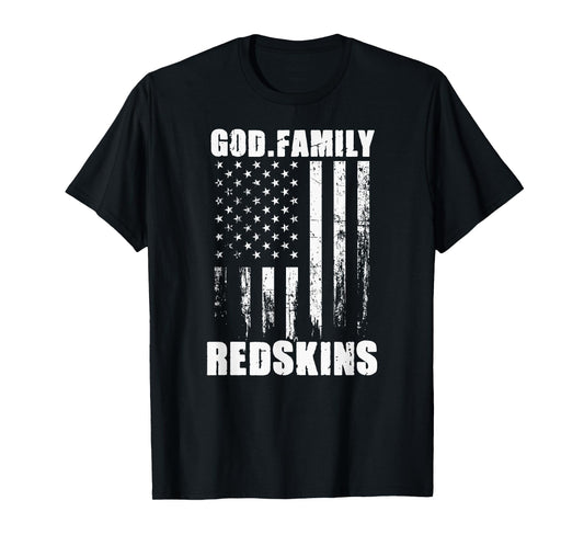 Bryan County Redskins God. Family. Vintage USA Flag T-Shirt