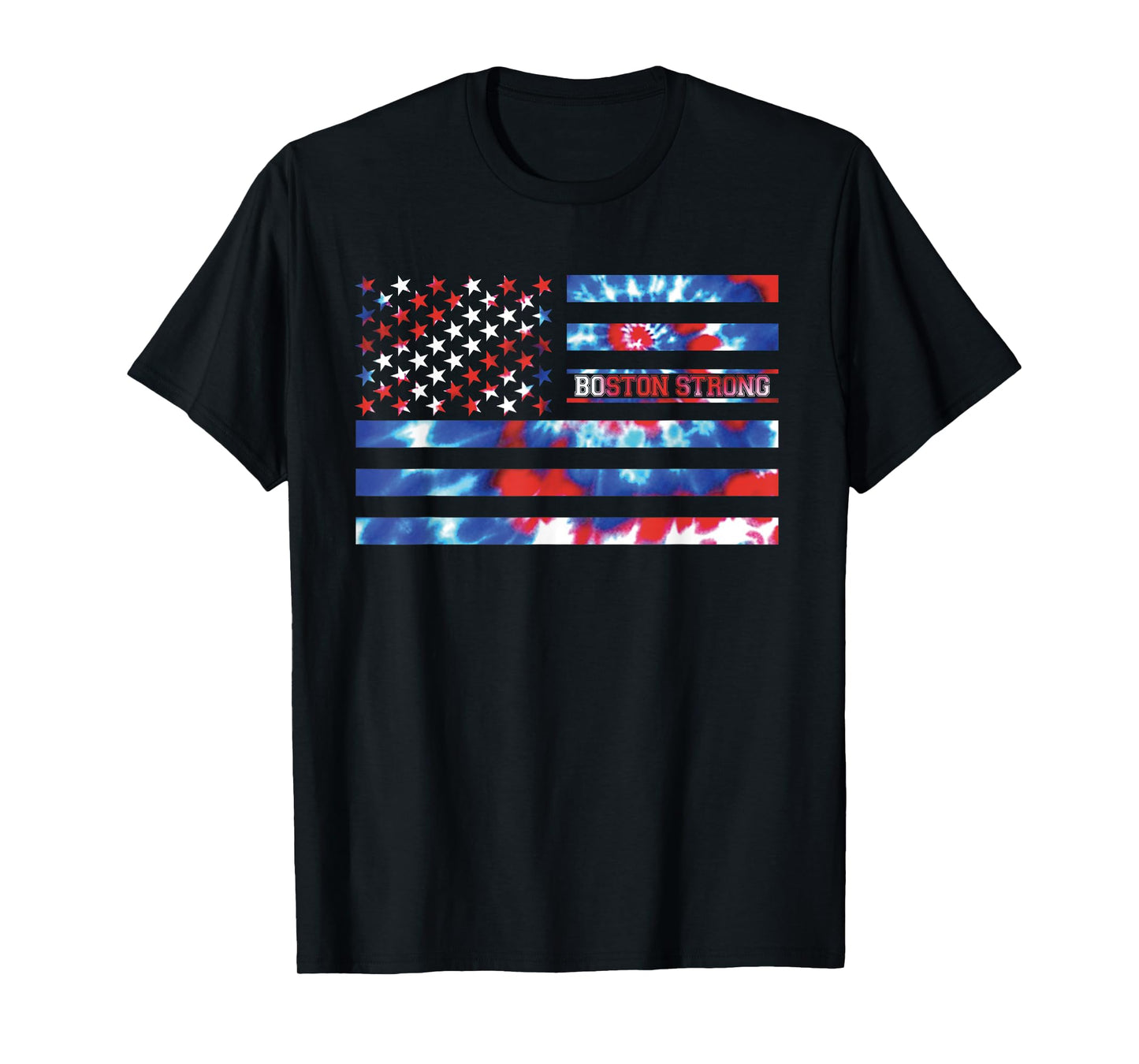 Boston Strong Tie Dye Red White Blue Patriotic American Flag Women Kids Men T-Shirt