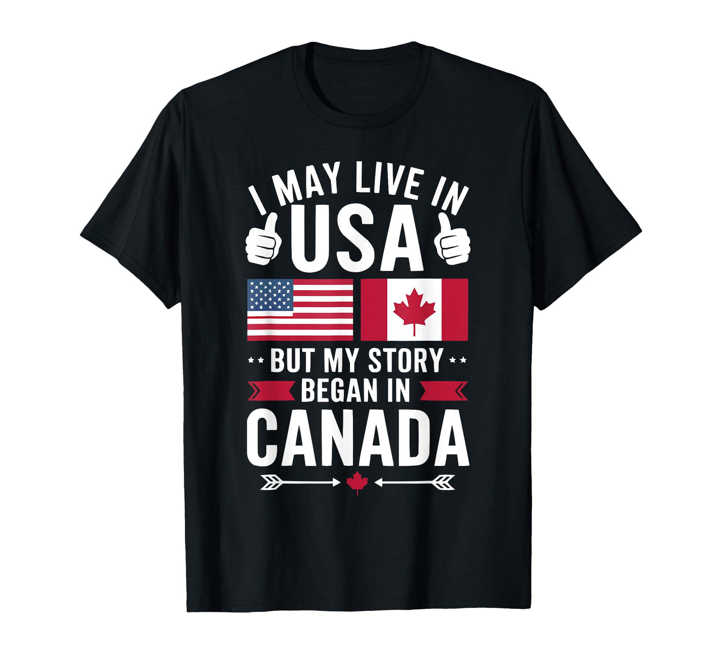 Half American Half Canadian USA Flag Canada America T-Shirt