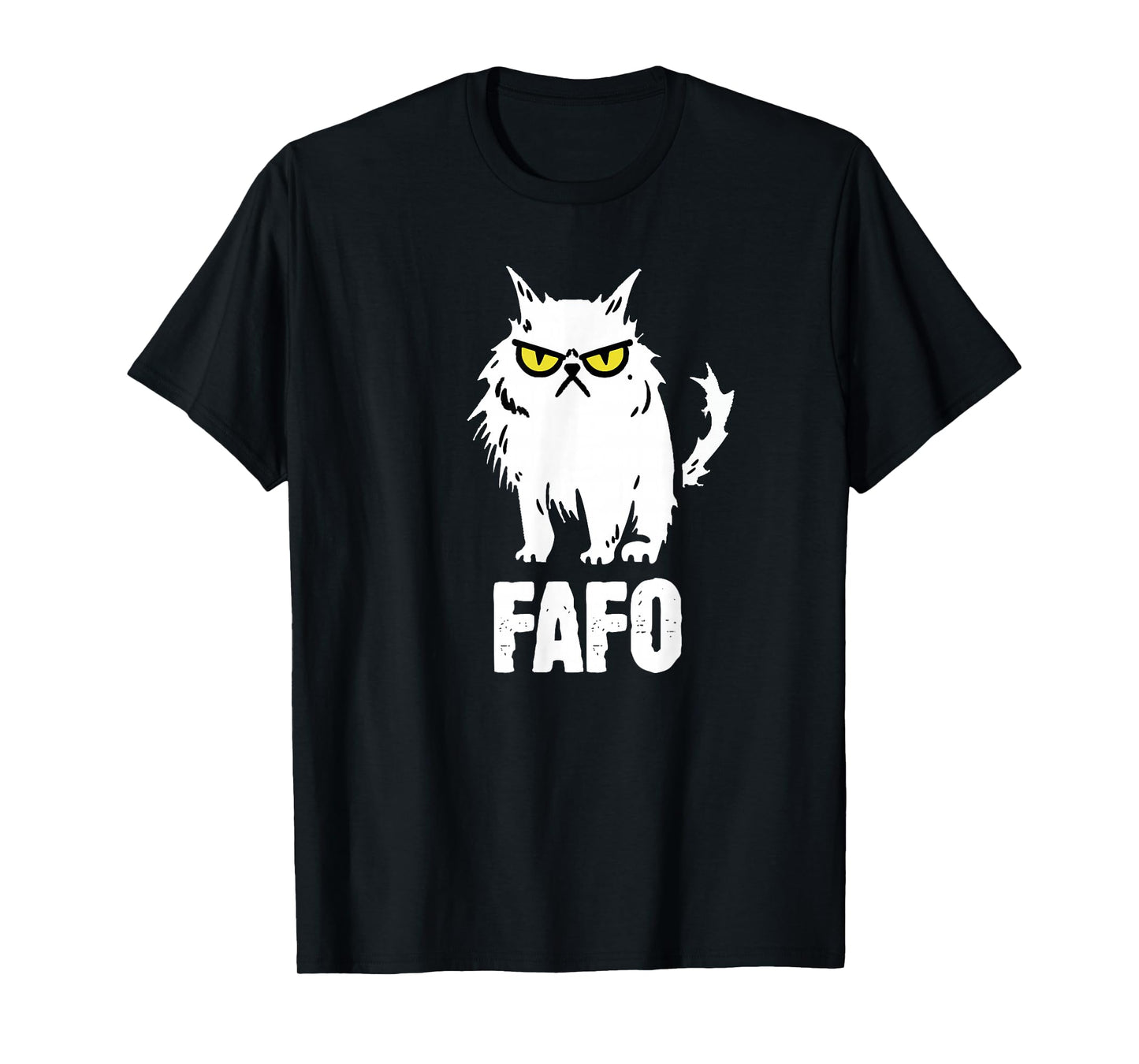 Funny Cat Designs Unisex-Adults FAFO Cat T-Shirt - Black - Small - Short Sleeve - Crew Neck - Classic Fit - All Seasons