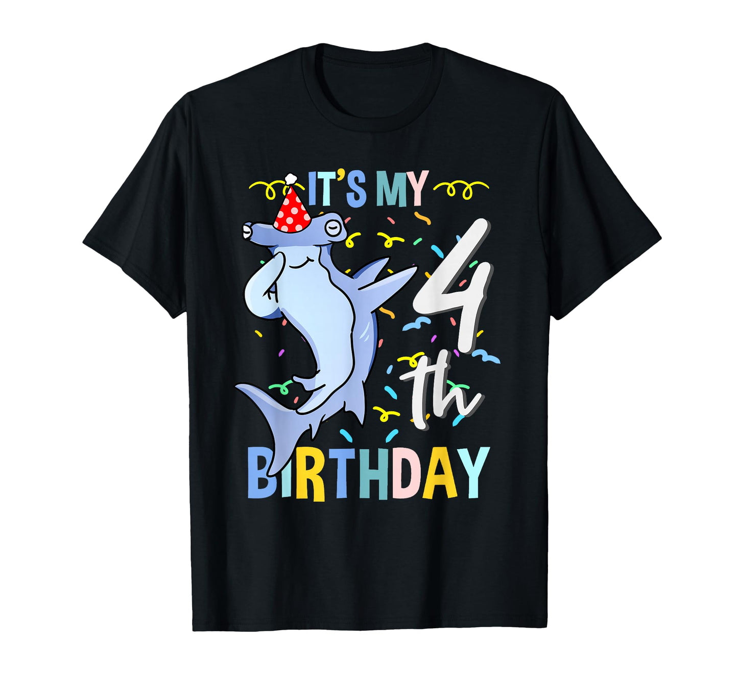 Its My 4th Birthday Dabbing Hammerhead Shark T-Shirt