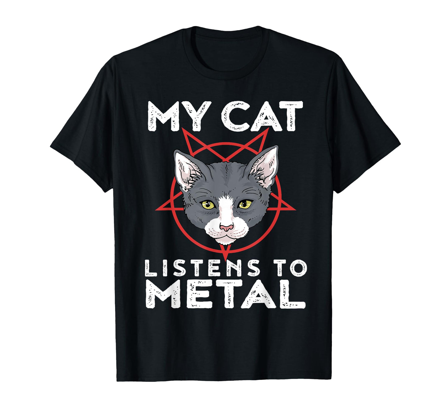 My Cat Listens To Metal Tshirt Funny Metal Cat Shirt Men Women Kids T-Shirt