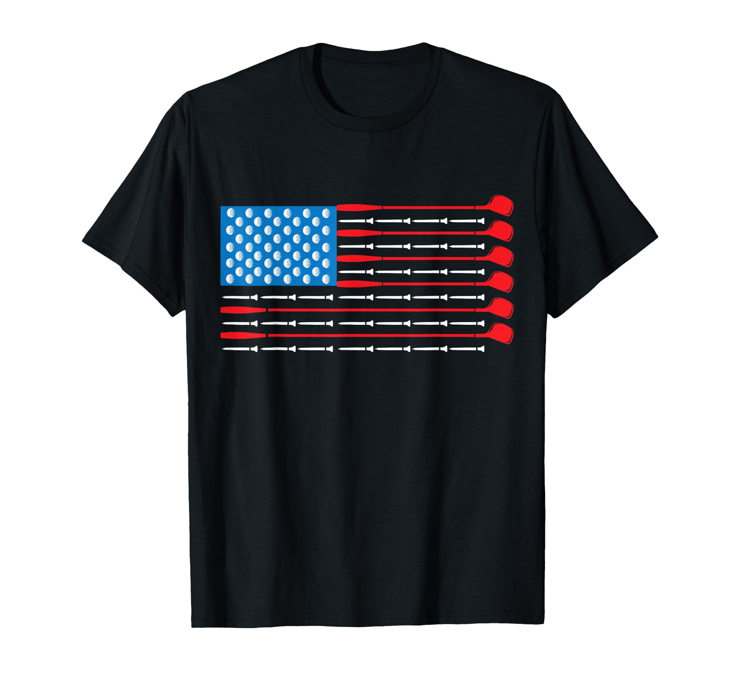 Patriotic Golf Shirt - USA Flag Golf Clubs & Golf Balls Tee T-Shirt
