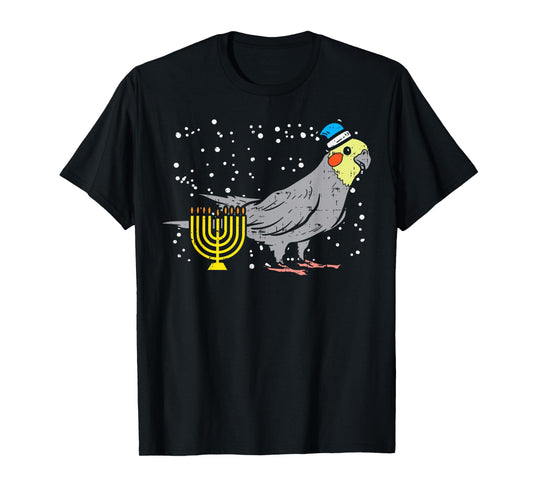 Cockatiel Menorah Jewish Cockatoo Parrot Bird Hanukkah Gift T-Shirt