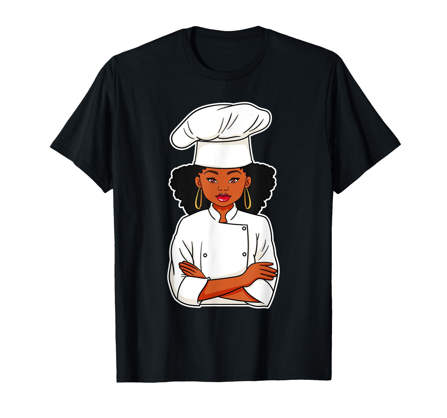 Chef African American Black Woman Afro Hair Cook Culinarian T-Shirt