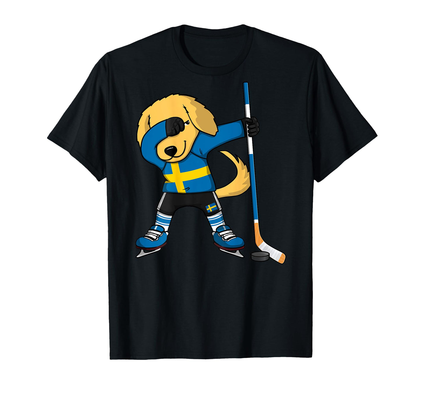 Dabbing Golden Retriever Sweden Ice Hockey Lovers Jersey Art T-Shirt