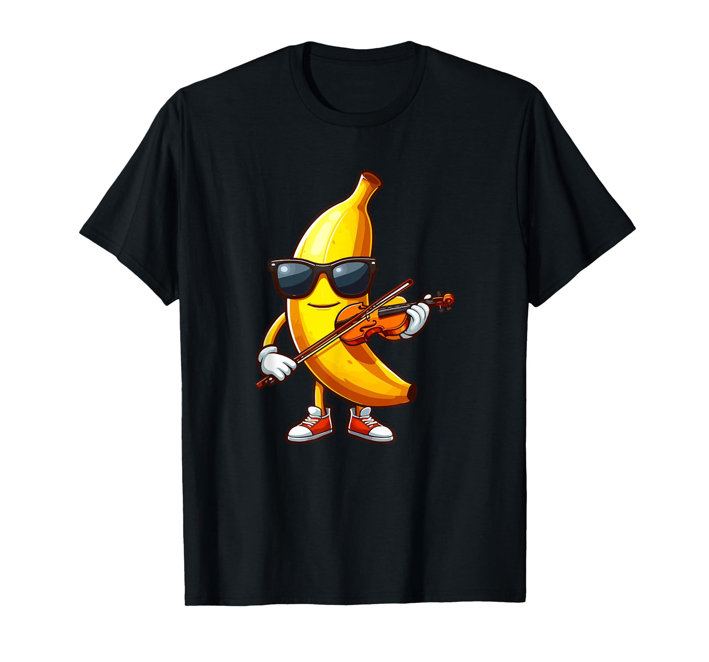 Banana Sunglasses Playing Violin Funny Fruit Instrument T-Shirt