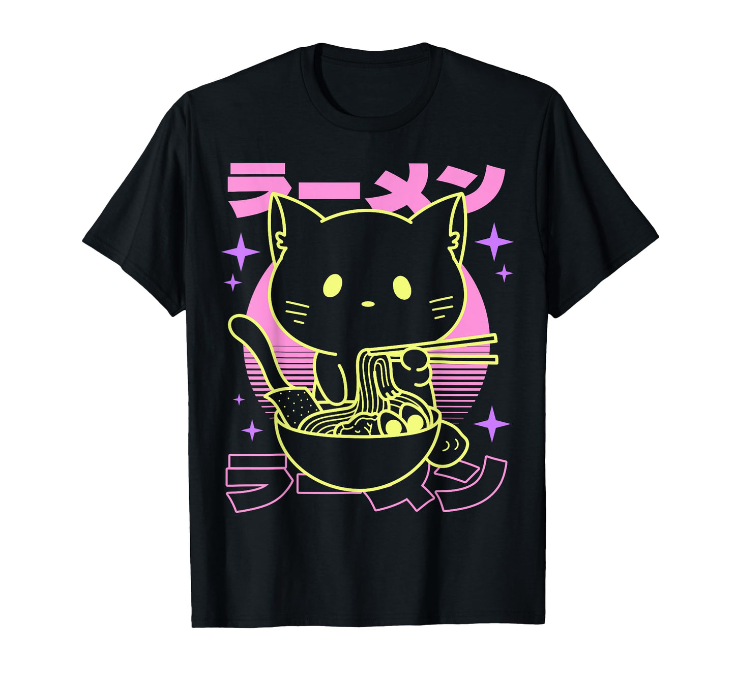 Anime Ramen Cat Japanese Retro Noodles Aesthetic Kawaii Cat T-Shirt