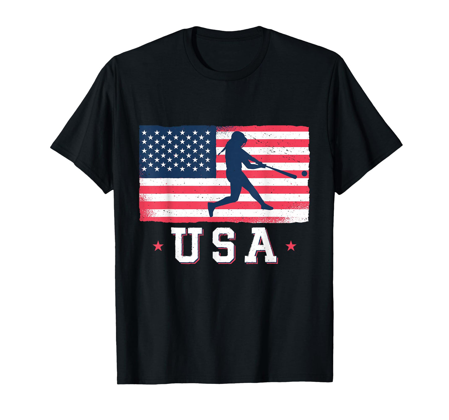 USA Flag Team Softball 4th of July T-Shirt