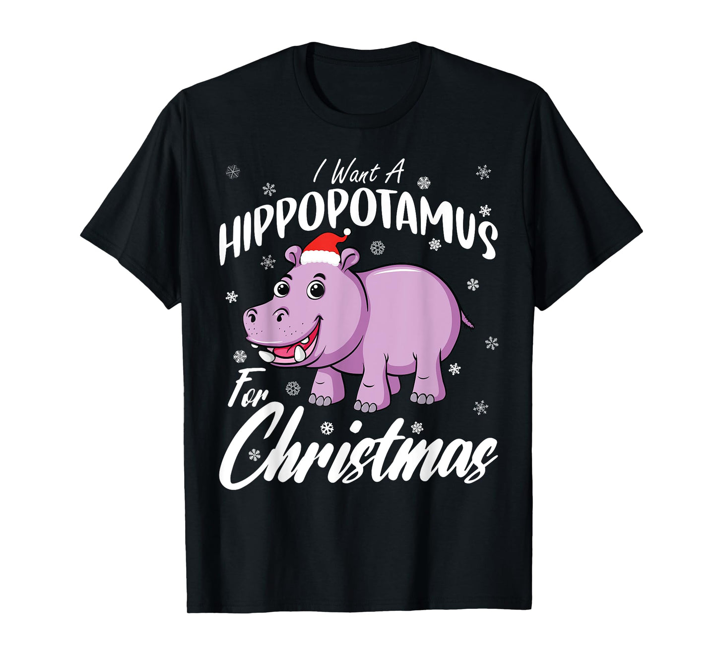 Christmas Hippo Shirt by T&T Unisex-Kids Xmas Hippo T-Shirt Black Small