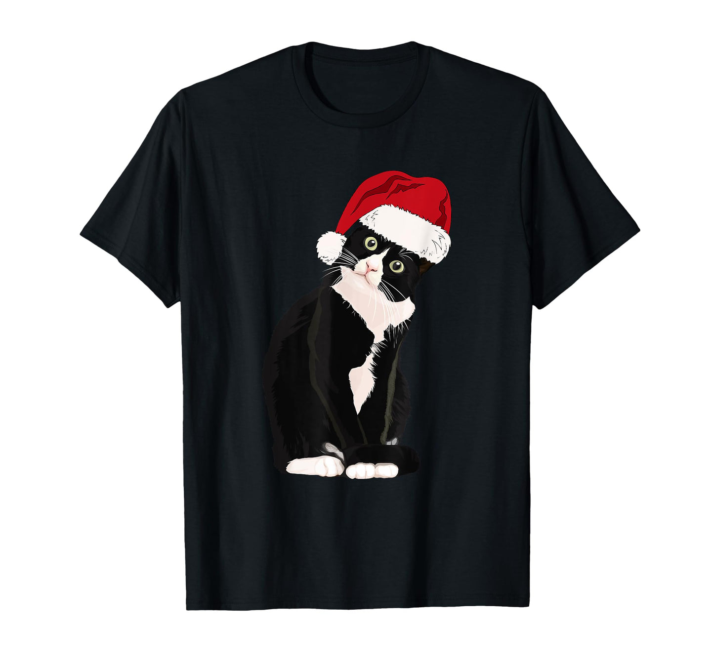 Tuxedo Cat Meow Christmas Cat Catmas Cute Tuxie Lover T-Shirt for Men Women Kids